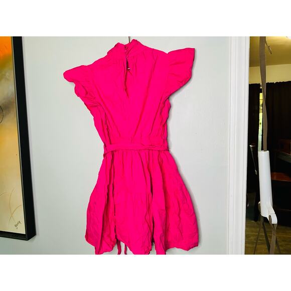 DEREK LAM 10 CROSBY Finn Pink Belted Ruffled Cotton-Poplin Mini Dress Size EU 44 - Picture 13 of 13